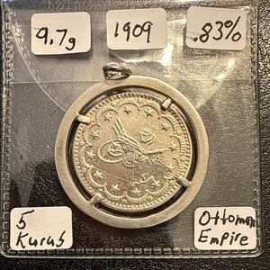 Silver Ottoman Empire Coin Pendant